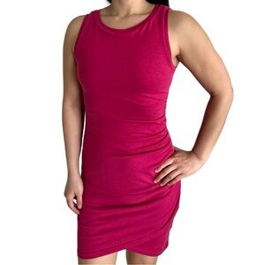 Treasure & Bond Ruched Side Sleeveless Dress | Pink Vivacious | XS
